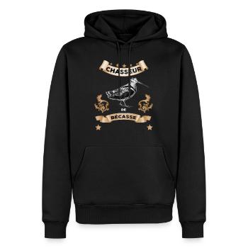Chasseur accro à la bécasse - Sweat à capuche Premium bio Homme - noir - Devant - Nico (187cm)