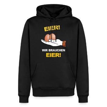 Eier, Klöten, Chochones, Hühnerei, Hoden, Sack - Männer Premium Bio Hoodie - Schwarz - Vorne - Nico (187cm)