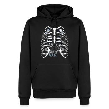 Ingénieur automobile mécanicien squelette - Sweat à capuche Premium bio Homme - noir - Devant - Nico (187cm)