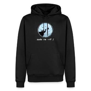 Programmeur Sudo RM RF Funny - Sweat à capuche Premium bio Homme - noir - Devant - Nico (187cm)