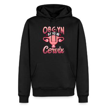 Uterus obstetrician gynecologist doctor OBGYN - Men’s Premium Organic Hoodie - black - Front - Nico (187cm)