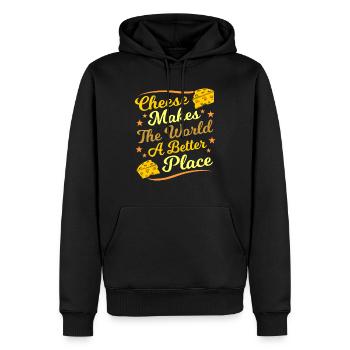 fromage - Sweat à capuche Premium bio Homme - noir - Devant - Nico (187cm)