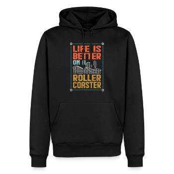 Montagnes russes - Sweat à capuche Premium bio Homme - noir - Devant - Nico (187cm)