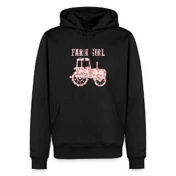 Ferme fille fleurs tracteur agriculteur - Sweat à capuche Premium bio Homme - noir - Devant - Nico (187cm)
