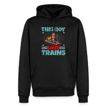 Zug - Männer Premium Bio Hoodie - Schwarz - Vorne - Nico (187cm)