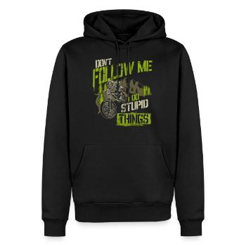 Downhill Mountainbike Spruch MTB - Männer Premium Bio Hoodie - Schwarz - Vorne - Nico (187cm)