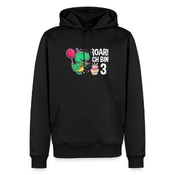 3rd birthday boy 3 years dinosaur T Rex - Men’s Premium Organic Hoodie - black - Front - Nico (187cm)