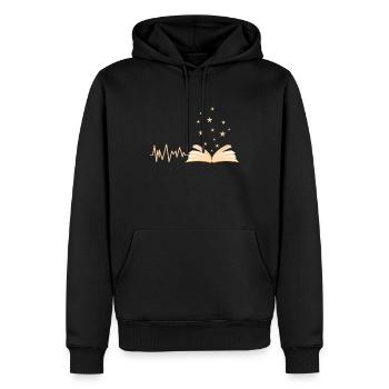 Lecteur de livre heartbeat bibliothécaire rat de bibliothèque - Sweat à capuche Premium bio Homme - noir - Devant - Nico (187cm)