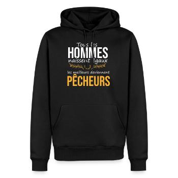 Les meilleurs deviennent pêcheurs - Sweat à capuche Premium bio Homme - noir - Devant - Nico (187cm)