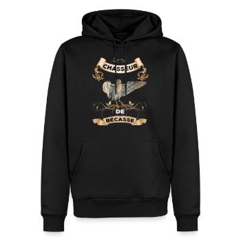 Chasseur spécialiste de Bécasse - Sweat à capuche Premium bio Homme - noir - Devant - Nico (187cm)