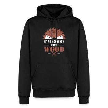 Funny carpenter humor wood craftsman - Men’s Premium Organic Hoodie - black - Front - Nico (187cm)