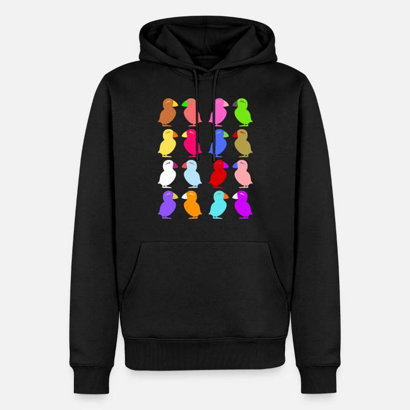 Puffin Perroquets graphiques mignons - Sweat à capuche Premium bio Homme - noir