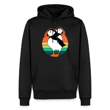 Puffin Perroquets Oiseaux rétro - Sweat à capuche Premium bio Homme - noir - Devant - Nico (187cm)