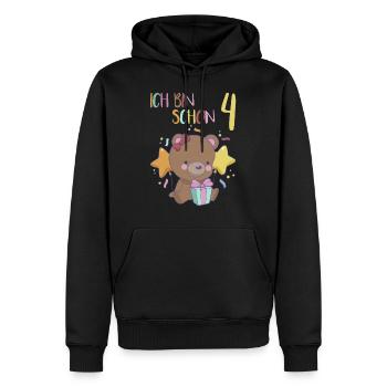 4. Geburtstag Mädchen 4 Jahre Bär Ich Bin 4 - Männer Premium Bio Hoodie - Schwarz - Vorne - Nico (187cm)