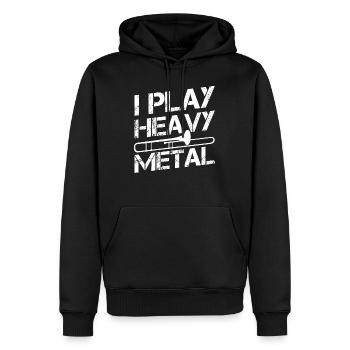 Drôle je joue du trombone heavy metal - Sweat à capuche Premium bio Homme - noir - Devant - Nico (187cm)