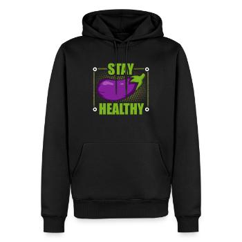 Aubergine - Sweat à capuche Premium bio Homme - noir - Devant - Nico (187cm)