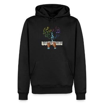 Klavier Herz Musik Noten Höhenschlüssel Klavier - Männer Premium Bio Hoodie - Schwarz - Vorne - Nico (187cm)