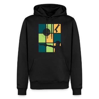Club de tir et tireurs sportifs vintage - Sweat à capuche Premium bio Homme - noir - Devant - Nico (187cm)