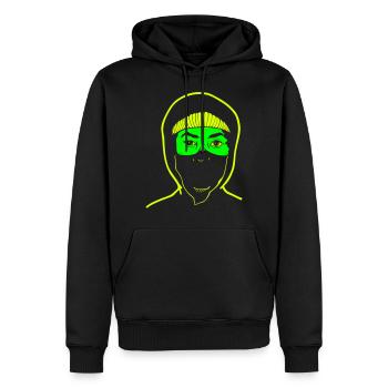 Ninja néon - Sweat à capuche Premium bio Homme - noir - Devant - Nico (187cm)