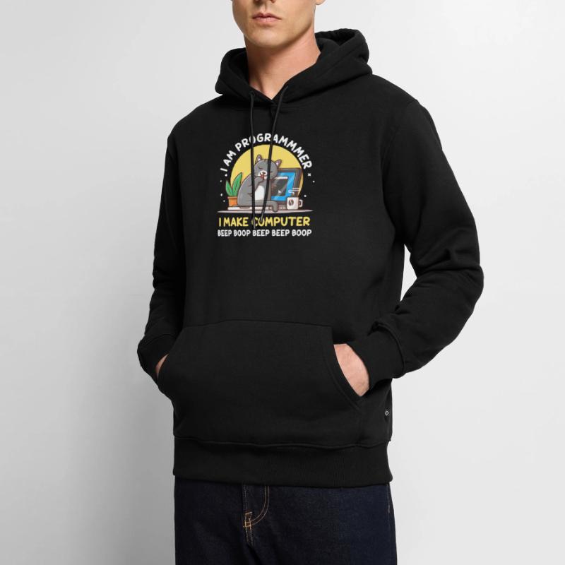 Cat Programmer Coder Developer Kitten Computer Men’s Premium Organic Hoodie