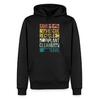 Animal sauver la terre tortue changement climatique - Sweat à capuche Premium bio Homme - noir - Devant - Nico (187cm)