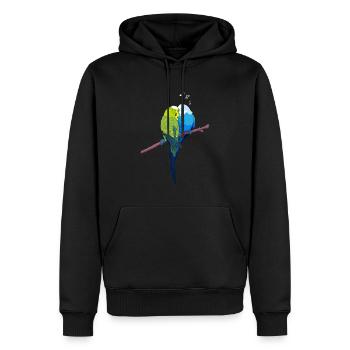 Perruches couple éleveurs d'oiseaux propriétaires d'oiseaux - Sweat à capuche Premium bio Homme - noir - Devant - Nico (187cm)
