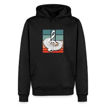 Violinschlüssel Retro Vintage Musiker Musiknoten - Männer Premium Bio Hoodie - Schwarz - Vorne - Nico (187cm)
