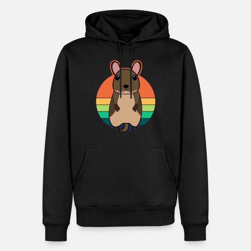 Degu mignon graphique rétro degus - Sweat à capuche Premium bio Homme - noir