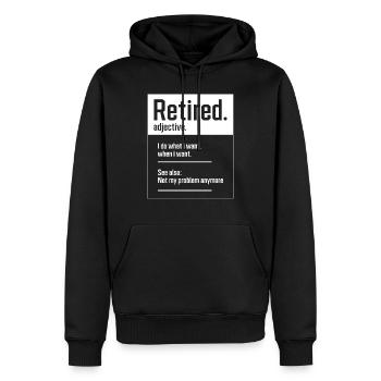 Retraité. définition-retraite drôle - Gif parfait - Sweat à capuche Premium bio Homme - noir - Devant - Nico (187cm)