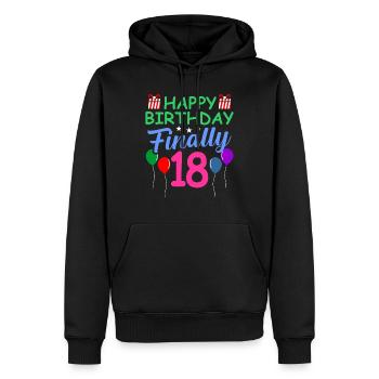 18th birthday - Men’s Premium Organic Hoodie - black - Front - Nico (187cm)