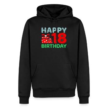 18 ans - Sweat à capuche Premium bio Homme - noir - Devant - Nico (187cm)