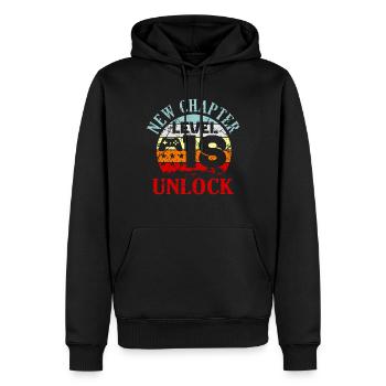 18th birthday - Men’s Premium Organic Hoodie - black - Front - Nico (187cm)