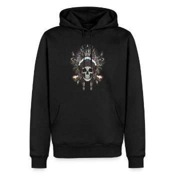 Native American Chief Skull Skeleton Story - Men’s Premium Organic Hoodie - black - Front - Nico (187cm)
