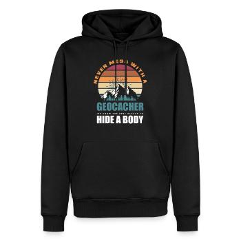 Drôle Geocacher Geocache Geocaching Gift - Sweat à capuche Premium bio Homme - noir - Devant - Nico (187cm)