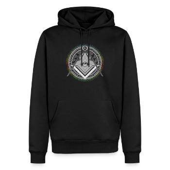 Illuminati Symbol Masonic Triangle Conspiracy G - Men’s Premium Organic Hoodie - black - Front - Nico (187cm)