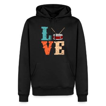 Tambours - Sweat à capuche Premium bio Homme - noir - Devant - Nico (187cm)