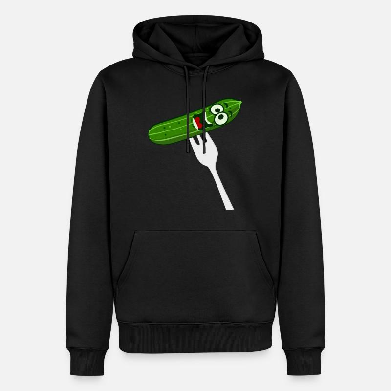 Concombre avec fourchette - drôle - Sweat à capuche Premium bio Homme - noir