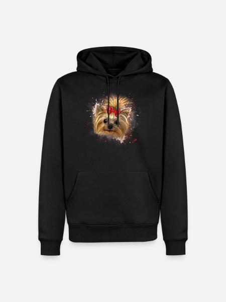 Yorkie - Männer Premium Bio Hoodie - Schwarz