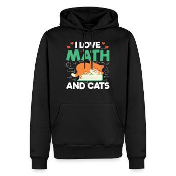J'aime les mathématiques et les chats Mathématiques Formule d'amant de chat - Sweat à capuche Premium bio Homme - noir - Devant - Nico (187cm)
