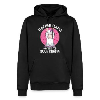 Teacher Alpaca Llama Teacher Lessons - Men’s Premium Organic Hoodie - black - Front - Nico (187cm)