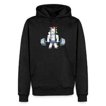 Gewichthebendes Einhorn Lustig Geschenk - Männer Premium Bio Hoodie - Schwarz - Vorne - Nico (187cm)