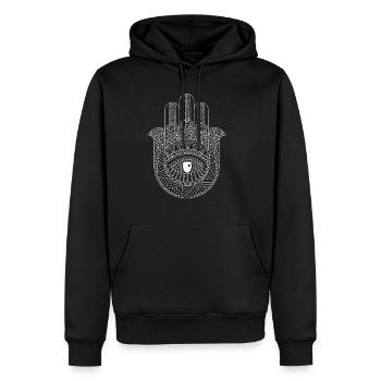 Symbole Hamsa Islam musulman Allah Coran Coran Cadeau - Sweat à capuche Premium bio Homme - noir - Devant - Nico (187cm)