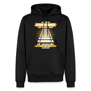 Eisenbahner - Eisenbahn Spruch lustig - Männer Premium Bio Hoodie - Schwarz - Vorne - Nico (187cm)