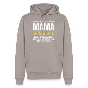 HOTEL MAMA - BESTES ALL-INCLUSIVE HOTEL - Männer Premium Bio Hoodie - Taupe - Vorne - Nico (187cm)