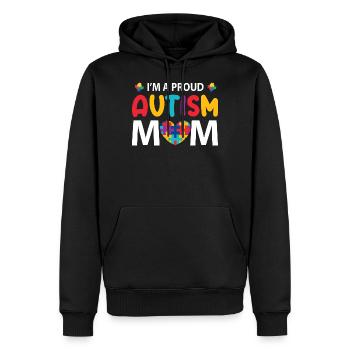 Autisme - Sweat à capuche Premium bio Homme - noir - Devant - Nico (187cm)