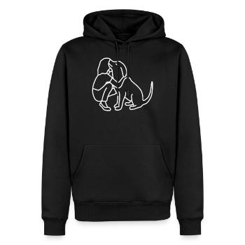 Femme chien câline - Sweat à capuche Premium bio Homme - noir - Devant - Nico (187cm)