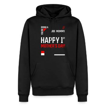 Glücklich 1. - Muttertag Geschenk cool - Männer Premium Bio Hoodie - Schwarz - Vorne - Nico (187cm)