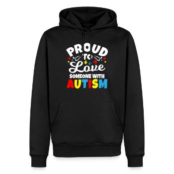 Autisme - Sweat à capuche Premium bio Homme - noir - Devant - Nico (187cm)