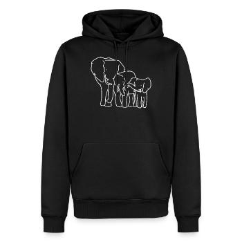 Elefant Familie Zusammenhalt - Männer Premium Bio Hoodie - Schwarz - Vorne - Nico (187cm)