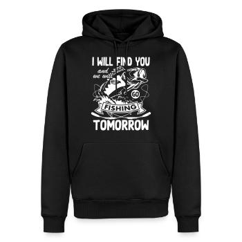 I Will Find You and We Wll Go Fishing - Sweat à capuche Premium bio Homme - noir - Devant - Nico (187cm)